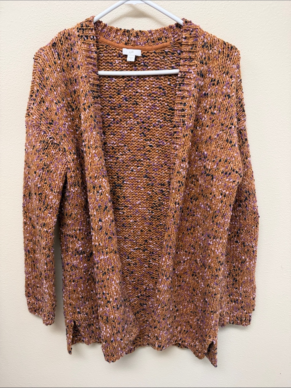 J. Jill Open-Front Speckled Rust Cardigan